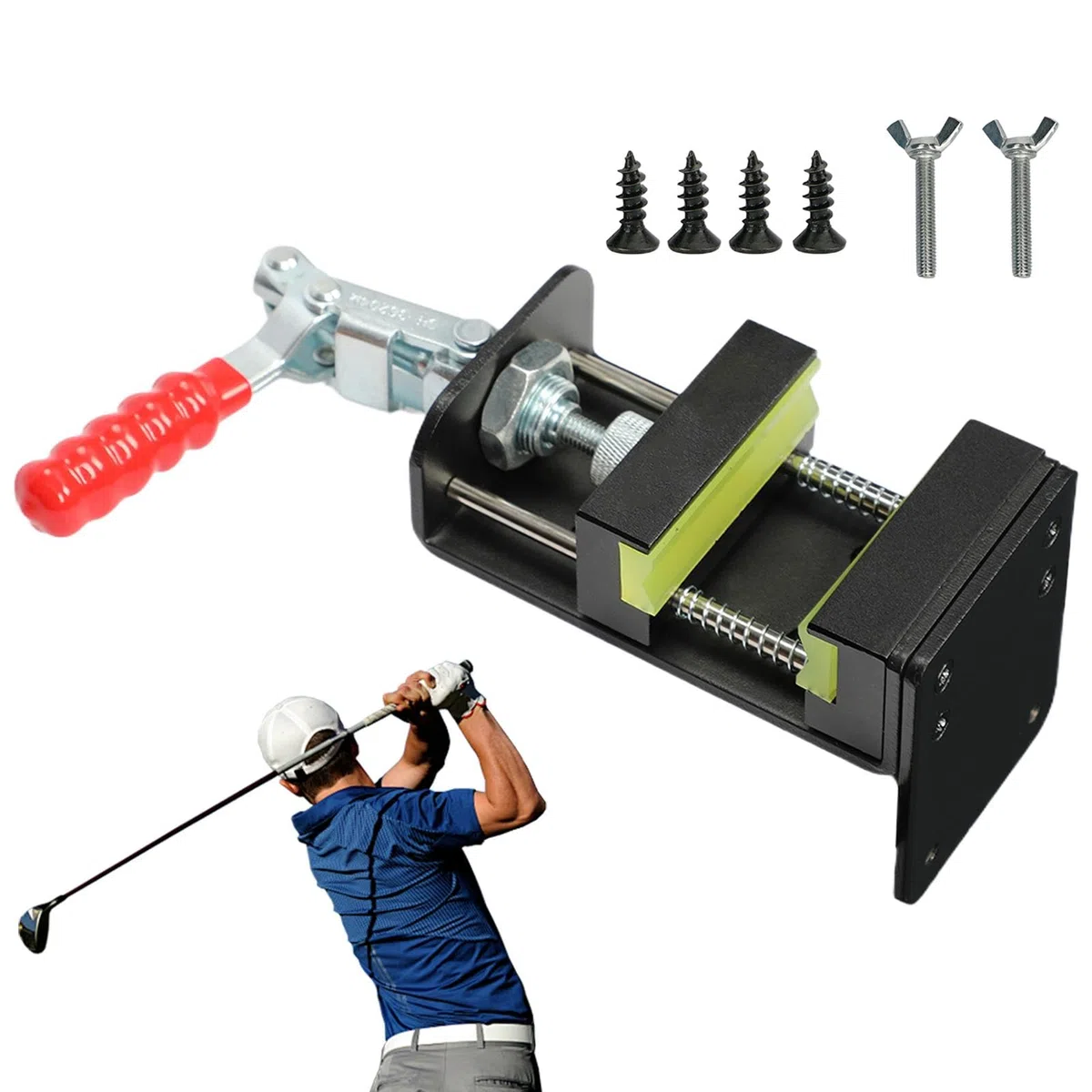 Abrazadera de palo de golf, abrazadera para palo de golf, herramienta de tornillo de banco de golf – Quick Shaft Clamp Grip Remover accesorios de taller para golfistas de todos los niveles