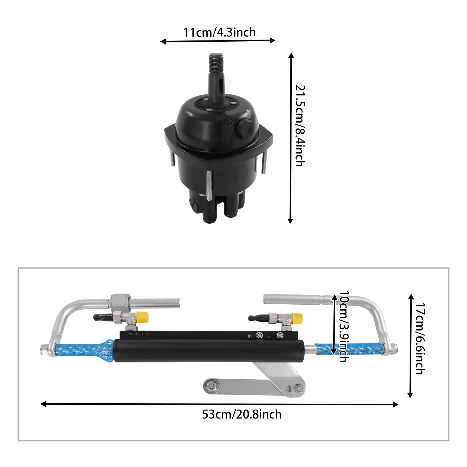 90HP Kit de Dirección Hidráulica Fueraborda Sistema de Dirección Kit de Dirección Barcos con Bomba de Control para Barcos de hasta 90HP