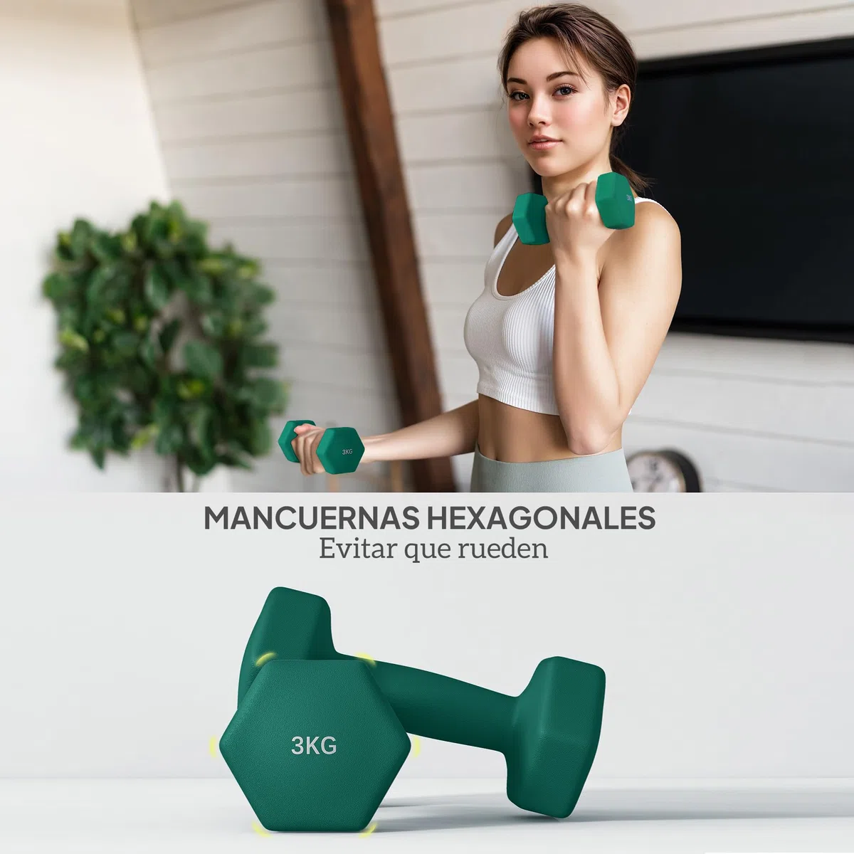 SPORTNOW Juego de Mancuernas de 6 Piezas 12 kg a 24 kg Mancuernas Hexagonales con Soporte de Almacenamiento y Mango Antideslizante para Musculación Entrenamiento en Casa Gimnasio Multicolor