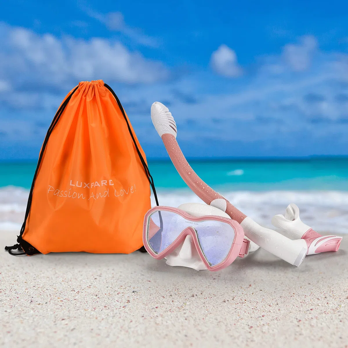 Gafas Buceo, Mascara Snorkel con Visión Panorámica Antivaho y Tubo Seco Antifugas, Equipo para Adultos y Jóvenes, Bolsa para Kit Incluida