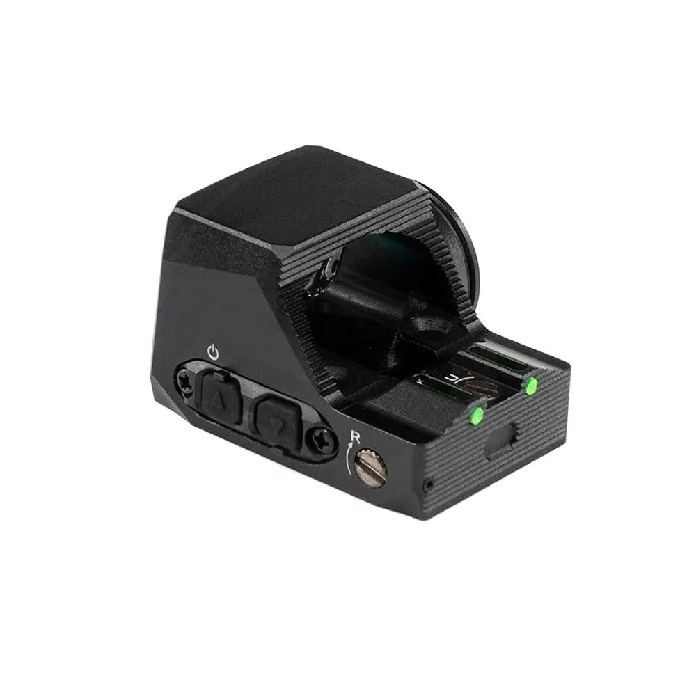 R-X - Mira de punto verde de 1 x 24 mm con mira trasera de fibra óptica y soporte de riel Picatinny para pistola de caza, Shake Awake