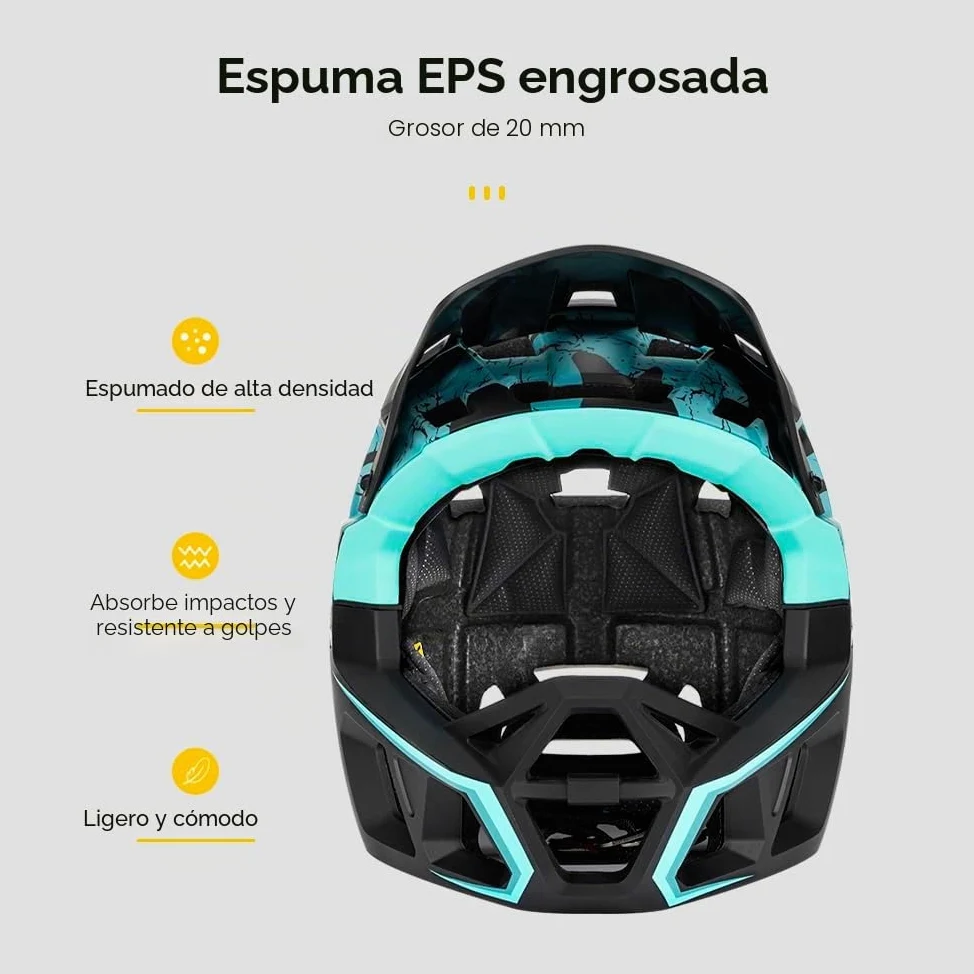 Lixada Casco integral para adulto, bicicleta de montaña, carreras de descenso, casco MTB para bicicleta de montaña