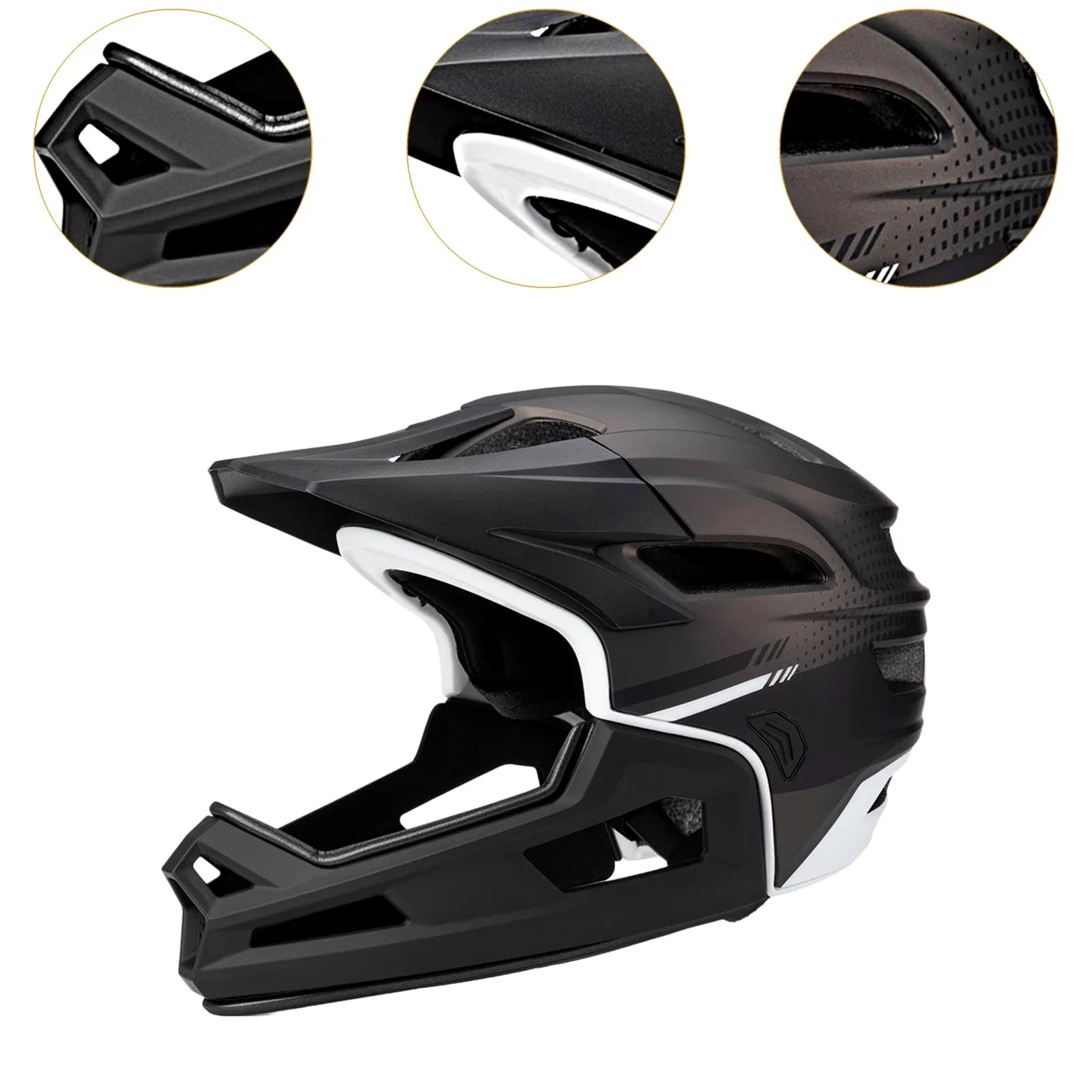 Casco para Bicicleta Ajustable, Casco Integral MTB con Mentonera Desmontable y Ventilación, Casco Bicicleta Adulto para Patineta, Snowboard, Ciclismo de Montaña, para Mujeres y Hombres