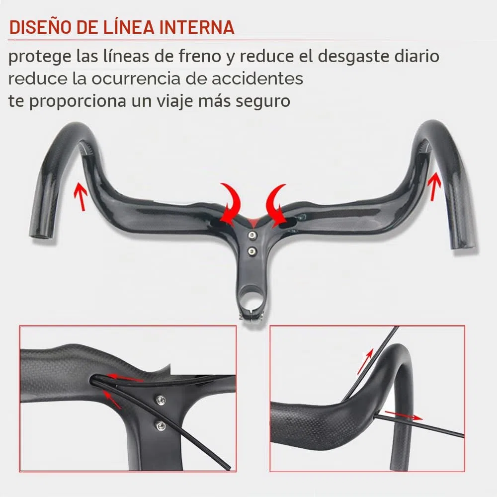 RXL SL 1-1/8" Manillar de bicicleta de carreras de fibra de carbono Enrutamiento interno 3K mate 400 x 100 mm