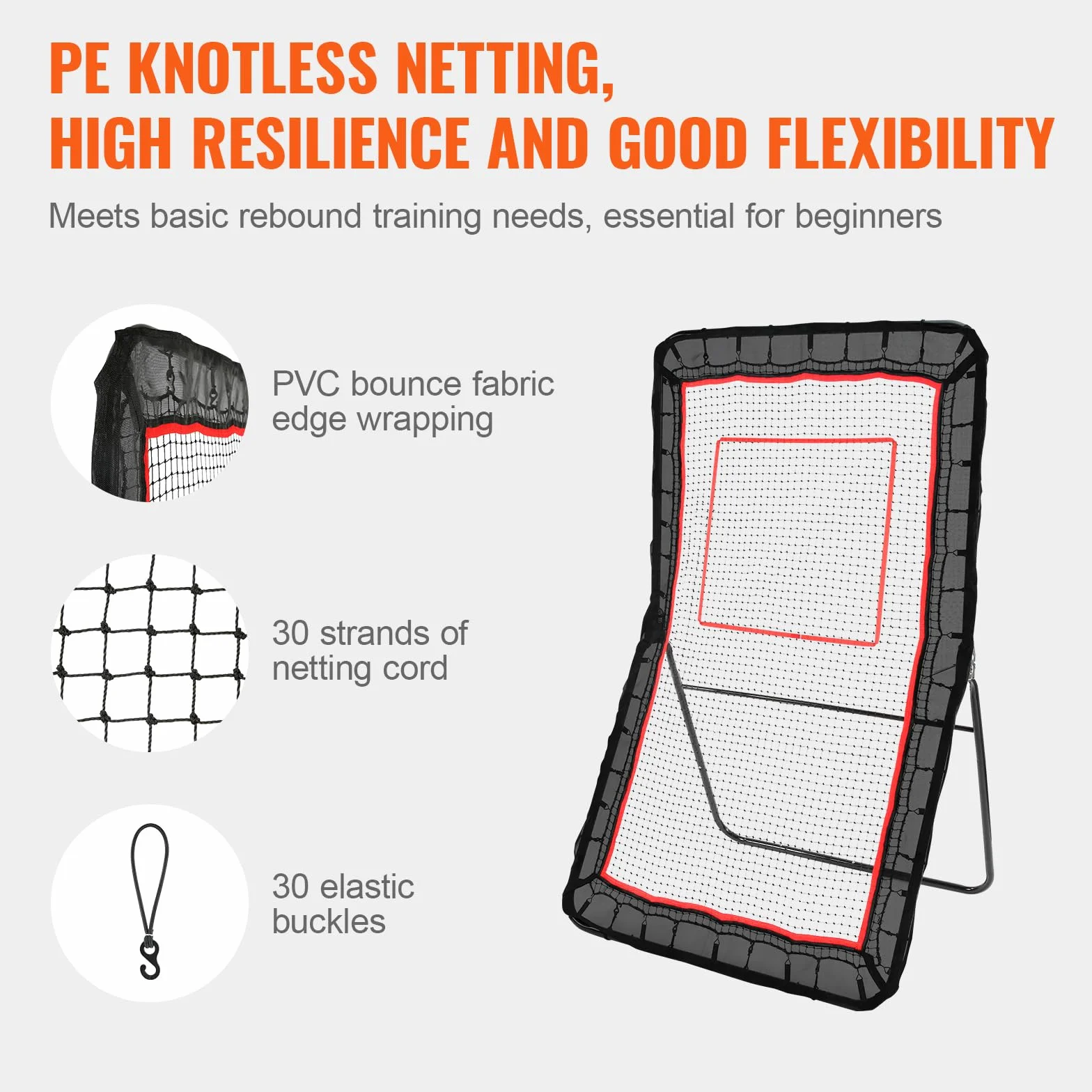 VEVOR Lacrosse Rebotador para patio trasero, red de rebote de voleibol, pantalla de entrenamiento de retorno de béisbol, softball, ángulo ajustable, pared de entrenamiento de práctica de tiro con