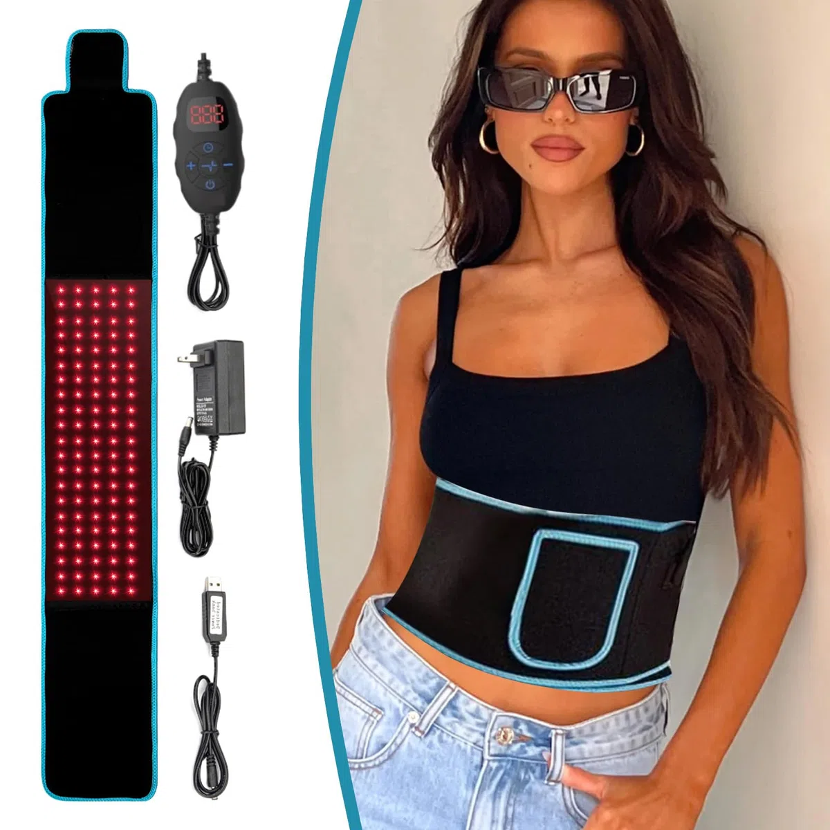 Cinturón Adelgazante, Banda Térmica Reductora - Banda Ajustable Reafirmante Cómoda para Músculos Abdominales, Espalda, Viaje, Casa, Hombre, Mujer