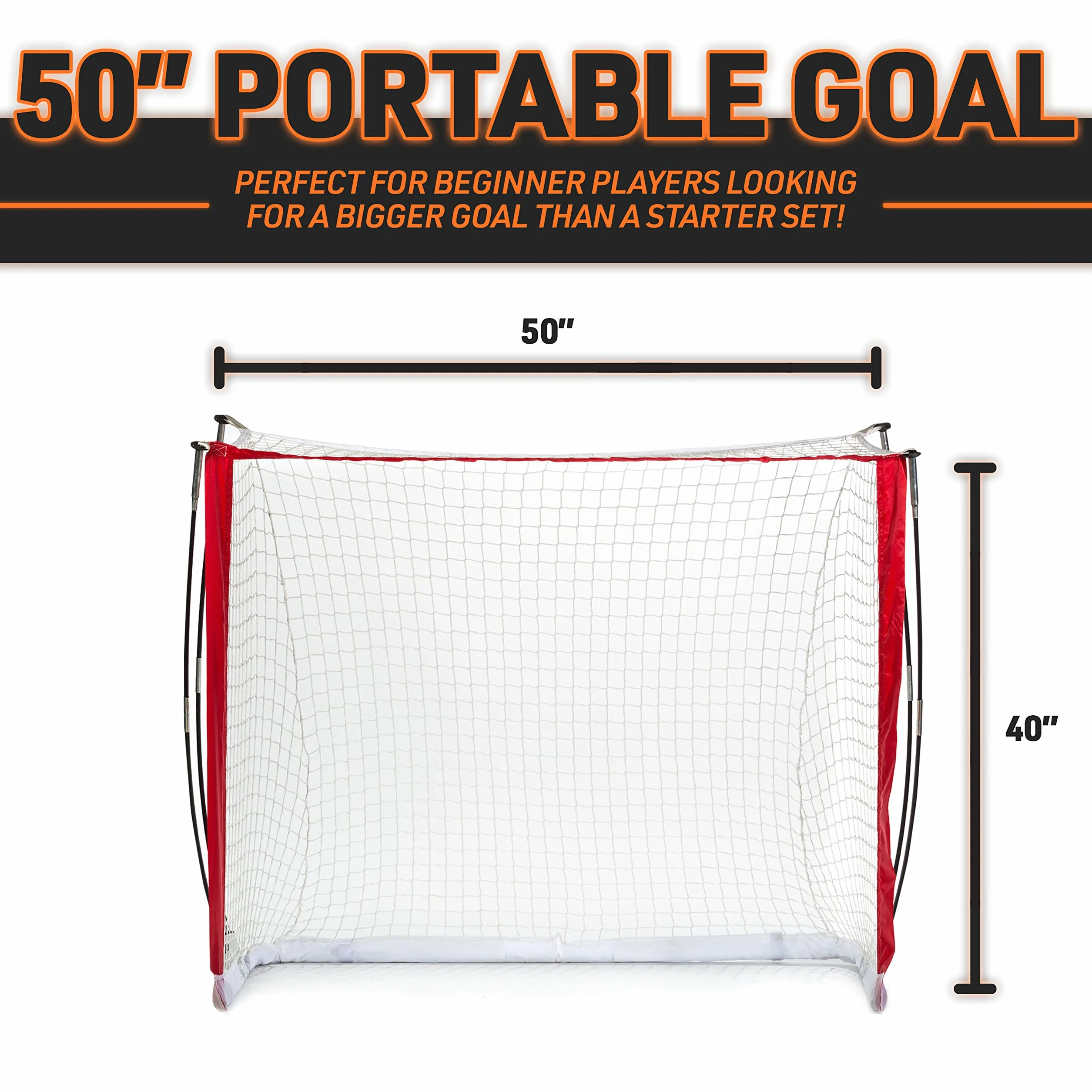 Franklin Sports Goal NHL portátil Callejero – Fibertech Lightweight Street + Roller Hockey Set – 50 Pulgadas portería de Fibra de Vidrio, Unisex-Adolescente, Rojo, 50 Inches