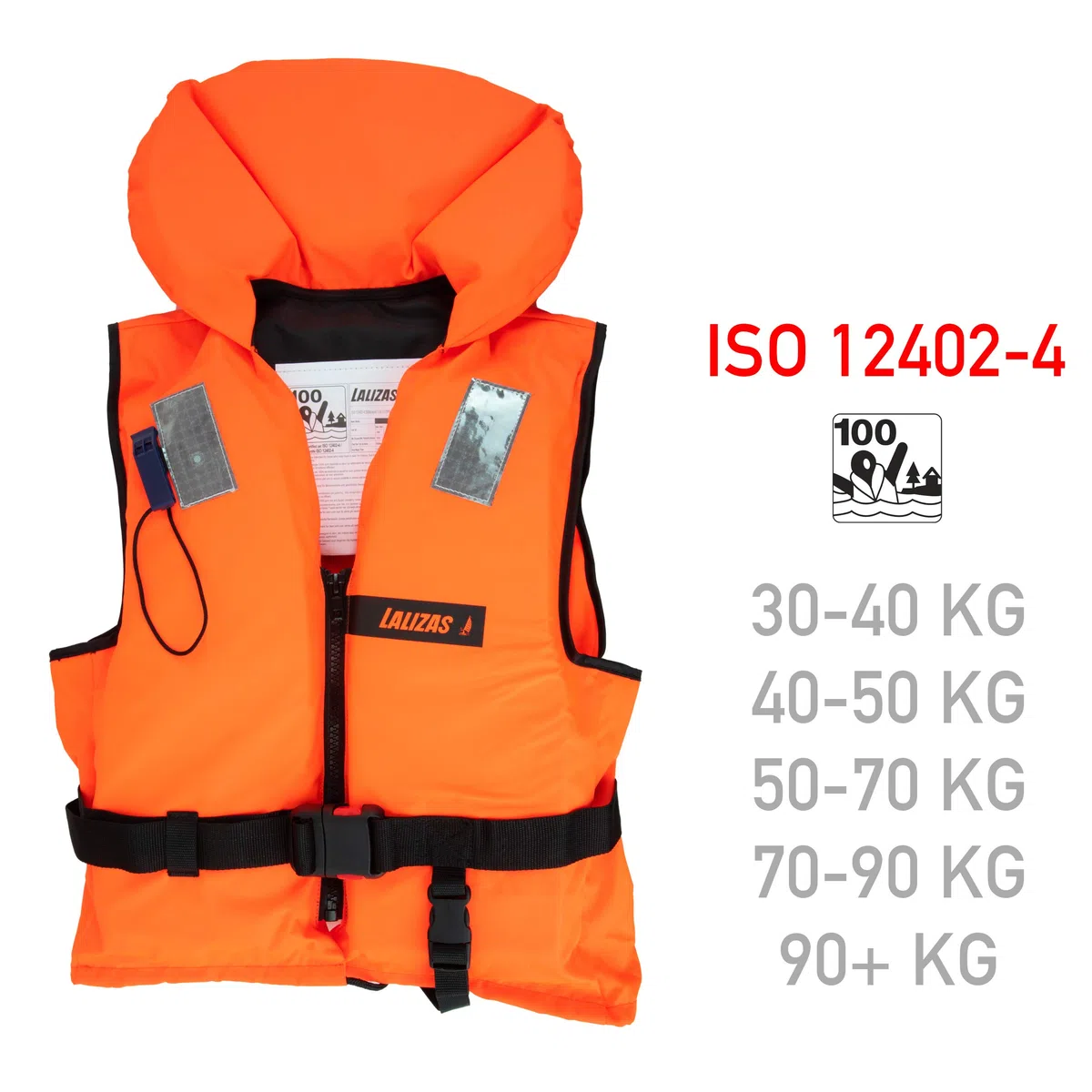 Chaleco Salvavidas de plástico sólido para niños y Adultos, 100 N, CE ISO 12402-4, tamaño 3, para niños de 10 a 20 kg, Color Naranja