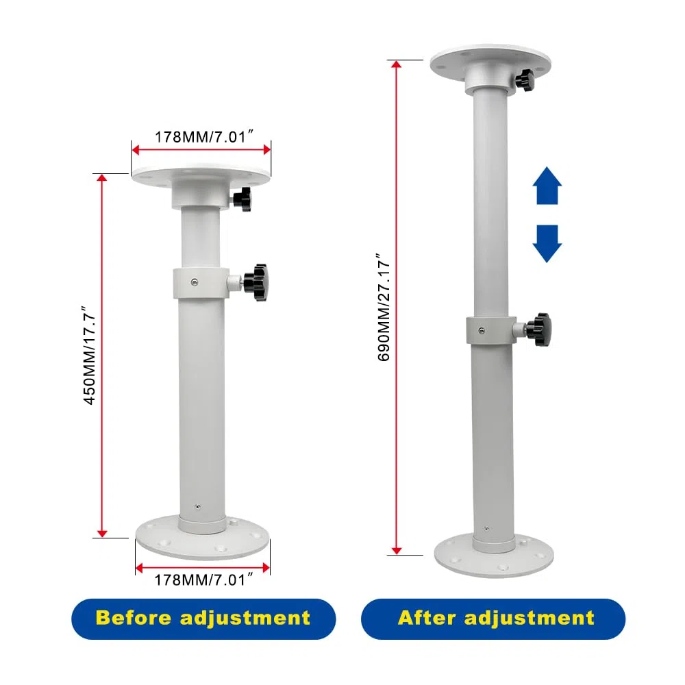HoldOneLight Premium Table - Pie de pedestal ajustable de 445 a 690 mm, soporte de pedestal para mesa giratoria para barco, base desmontable para caravana, caravana, barco, yate, hogar
