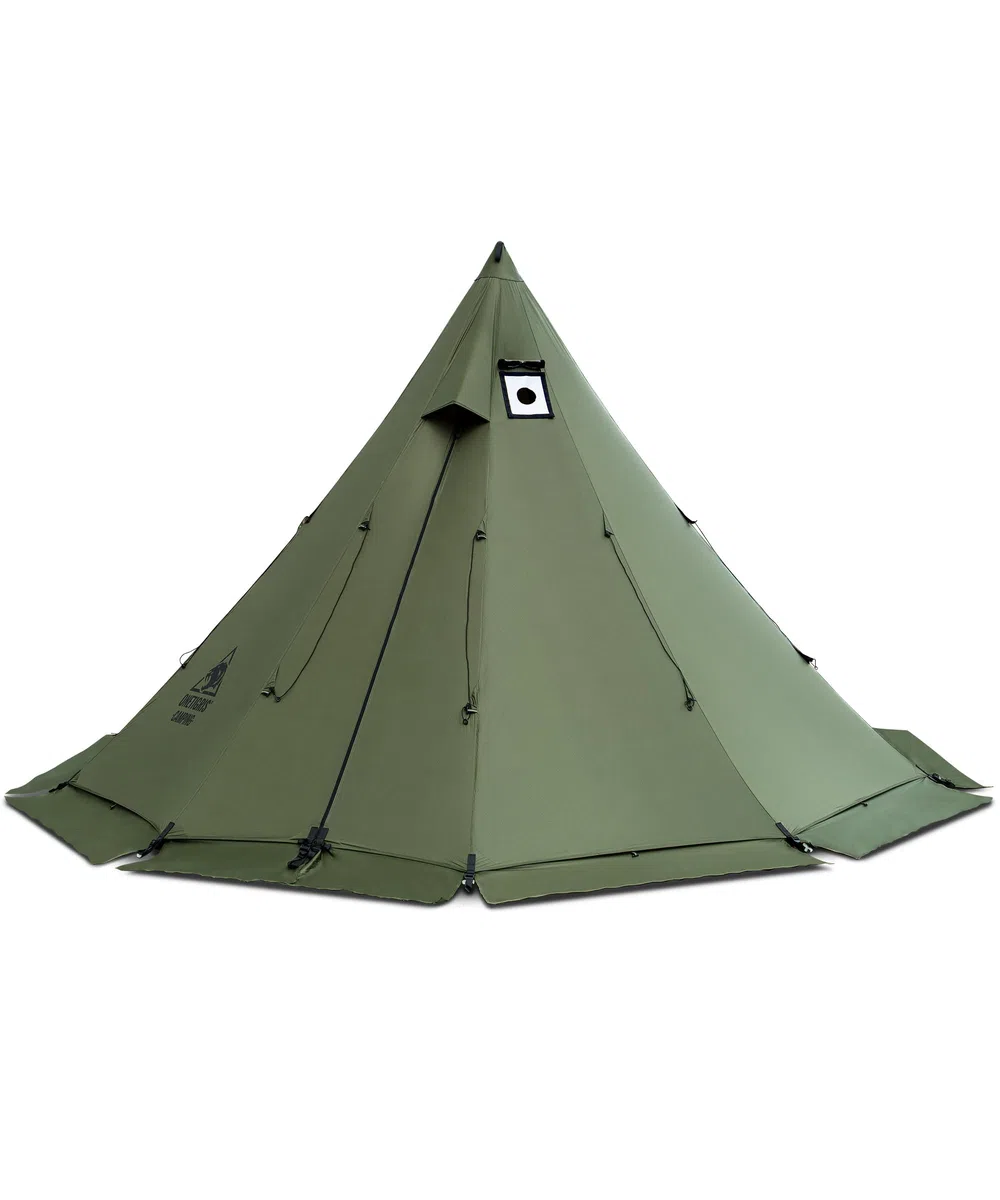 OneTigris Rock Fortress Tipi Tienda de campaña para 4-6 personas, tienda piramidal con barra para tienda de campaña para 4 años, 3000 mm de columna de agua para exteriores, camping, senderismo