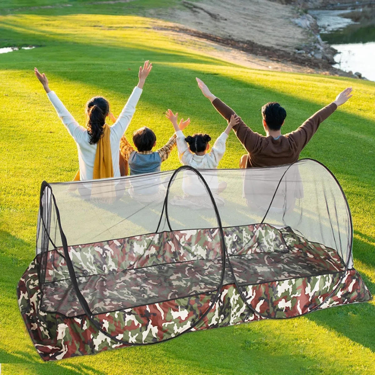 Tienda de campaña de malla para camping, tienda de campaña familiar, malla de brisa, mosquitera para tienda de campaña | Tienda de campaña instantánea interior de verano, buena ventilación, tienda de