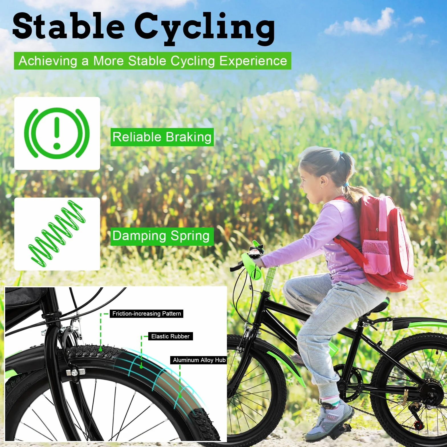 Bicicleta infantil de 20 pulgadas, bicicleta de montaña, bicicleta de montaña, bicicleta de 6 velocidades, bicicleta para niños, bicicleta juvenil, freno de disco doble, con campana de brújula y