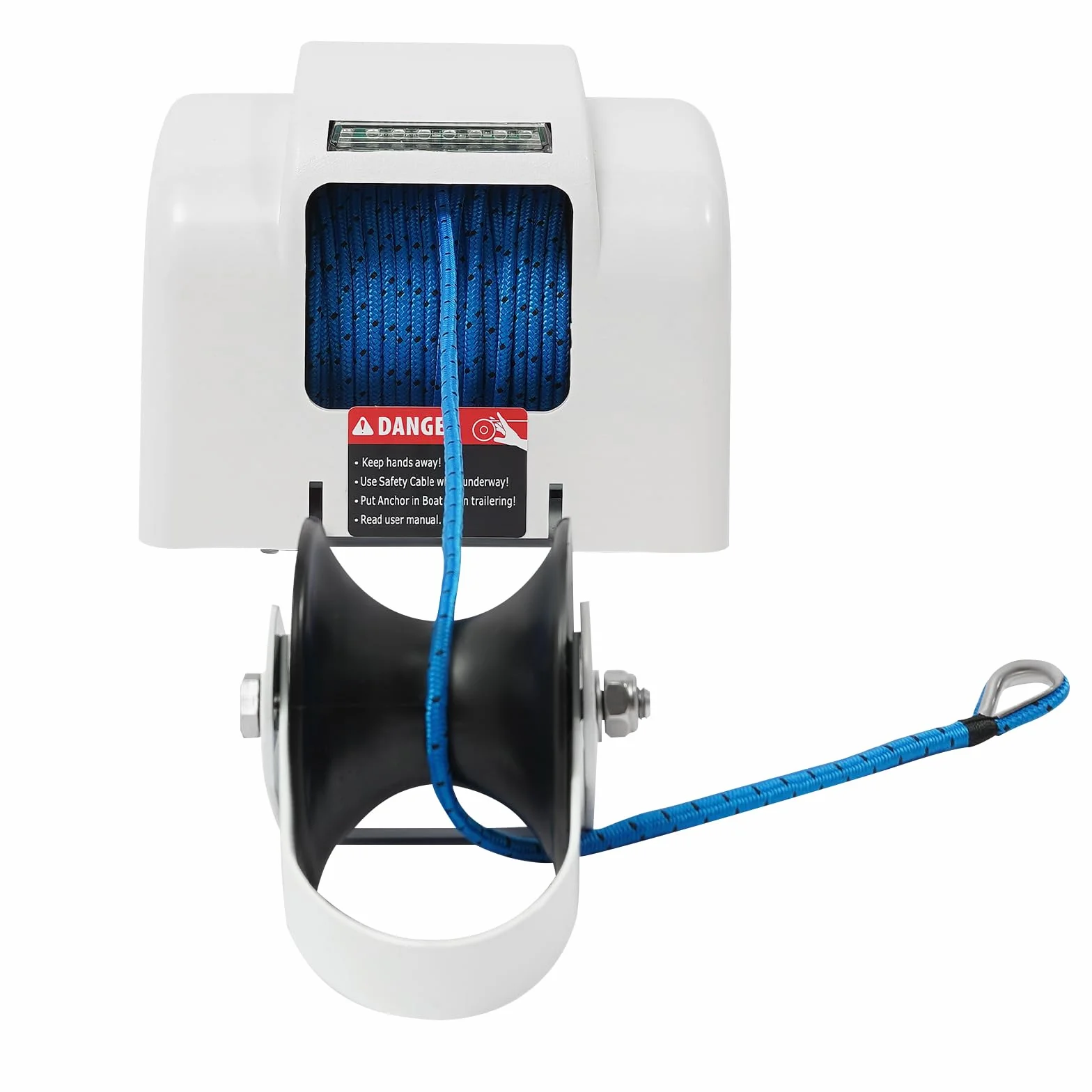 Molinete eléctrico para barco de 45 LBS con mando a distancia y soporte, ancla de agua dulce y salada, longitud de la cuerda de anclaje 30,48 m para barcos de pesca, pequeñas embarcaciones