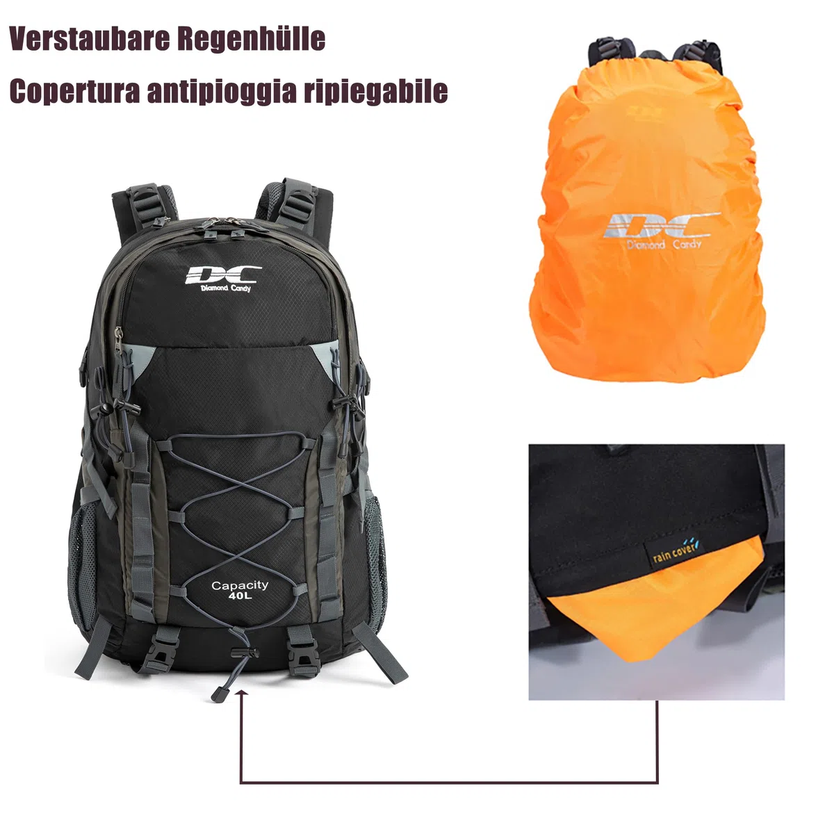 Mochila Senderismo 40 litros Mochila Viaje Mochila Hombre Mujer para Trekking Montaña Camping Mochila Impermeable con Funda impermeable