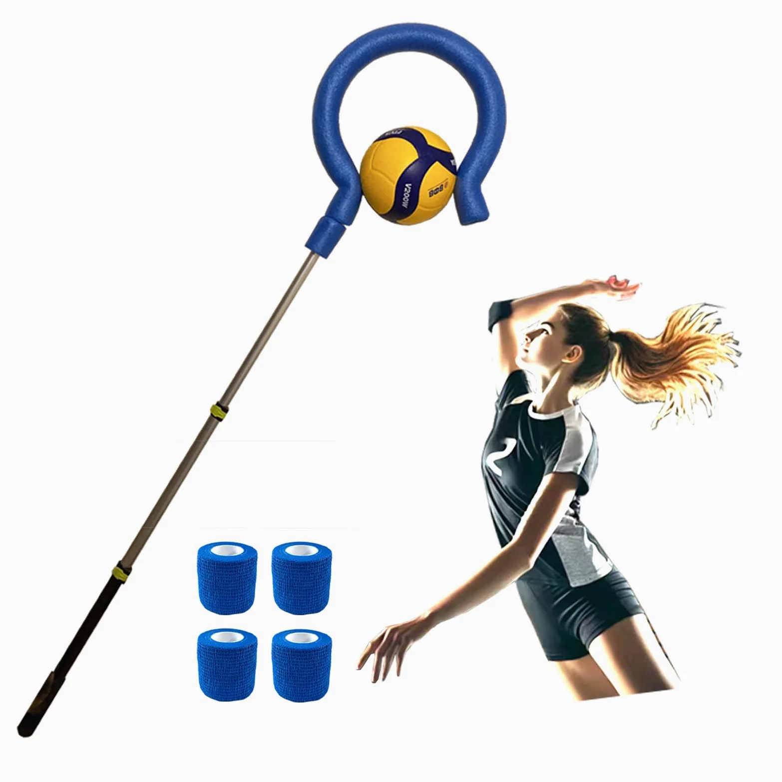 Volleyball Spike Trainer SPT5005 - Un Duradero, Ligero y Bonito Gancho con un Gran Signo de interrogación - Sujeta la Pelota para Ejercicios de saque o golpeo con sensación Real