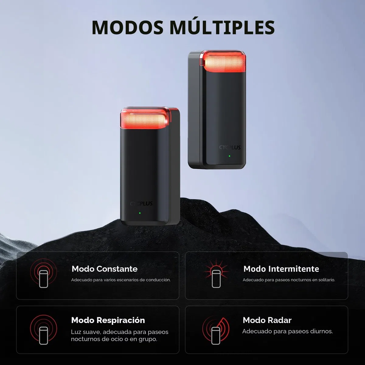 CYCPLUS Bicicleta luz Trasera con Radar, con detección precisa de frenado, alertas visuales para vehículos hasta 160m, batería Recargable de 2000mAh, Encendido/Apagado automático, Impermeable IPX6