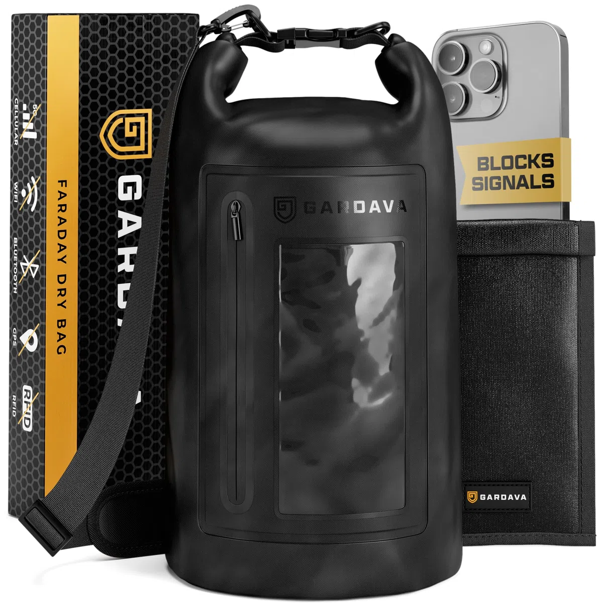 Faraday bolsa impermeable: jaula EMP impermeable para portátiles y teléfonos, grandes bolsas Go Dark, negro