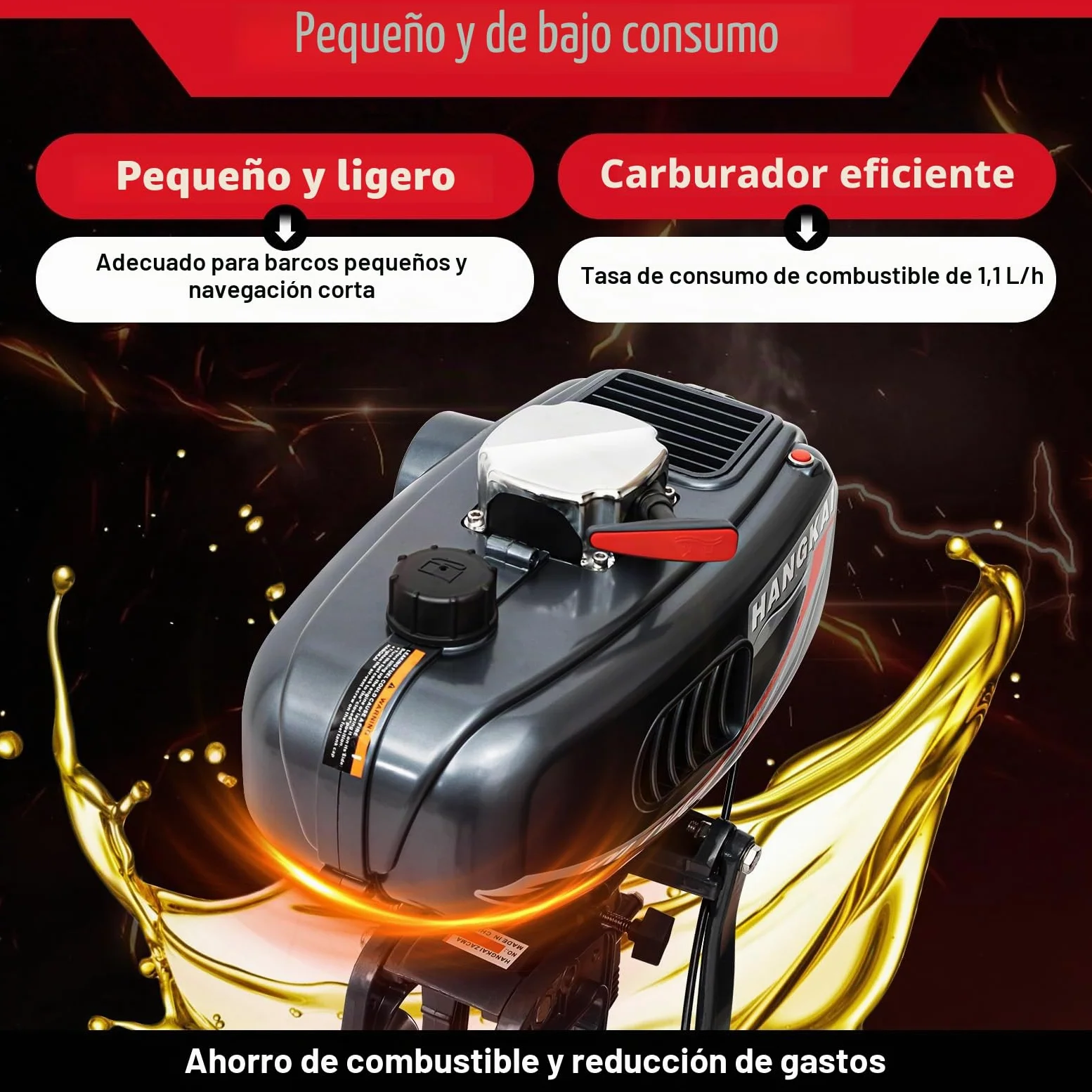 MINRS Motor fuera de borda de gasolina 3,5 CV 2 tiempos 49cc Motor de barco de pesca Profi Motor fuera de borda, medio enfriamiento por agua medio enfriamiento por aire, ahorro de combustible