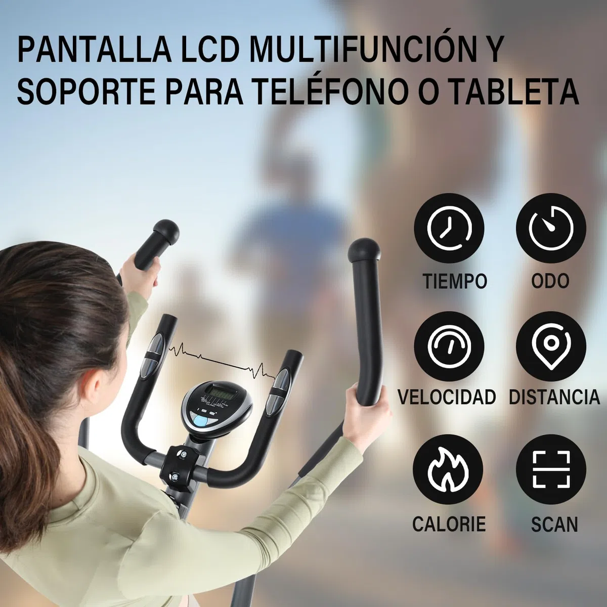 ISE Elipticas Fitness Casa,Eliptica Profesional con Sensor de Pulso,8 Niveles de Resistencia,Bici Eliptica con LCD Pantalla,Ajustable Bicicleta Elíptica con 8KG Volante de Inercia