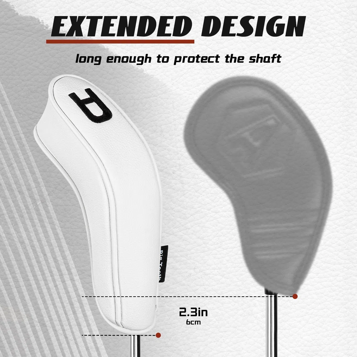 Golf Hybrid Iron Head Covers Right&Left Handed Clubs Headcovers 9Pcs (4-9,P,A,S) Long Neck fit for Cleveland Launcher Set,Cobra T-Rail,Wilson Lauch Pad Black/White PU Leather