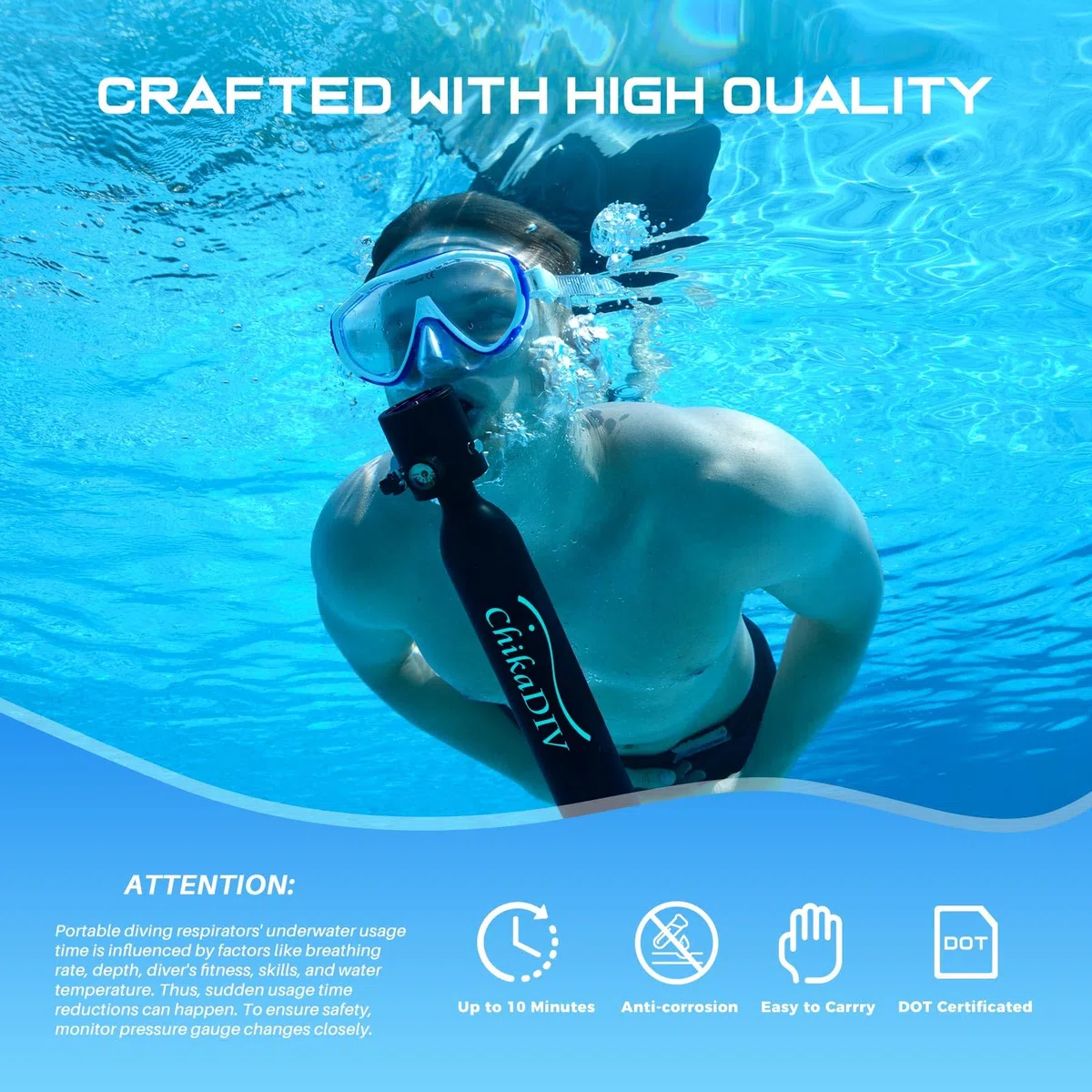 C300Plus Botella Aire Buceo 0.5L Mini Botella Buceo con Capacidad de 15 a 20 Minutos Portátil Respirador SubacuáTico para Viajes Buceo Equipo de Buceo para-Nadar Rescate