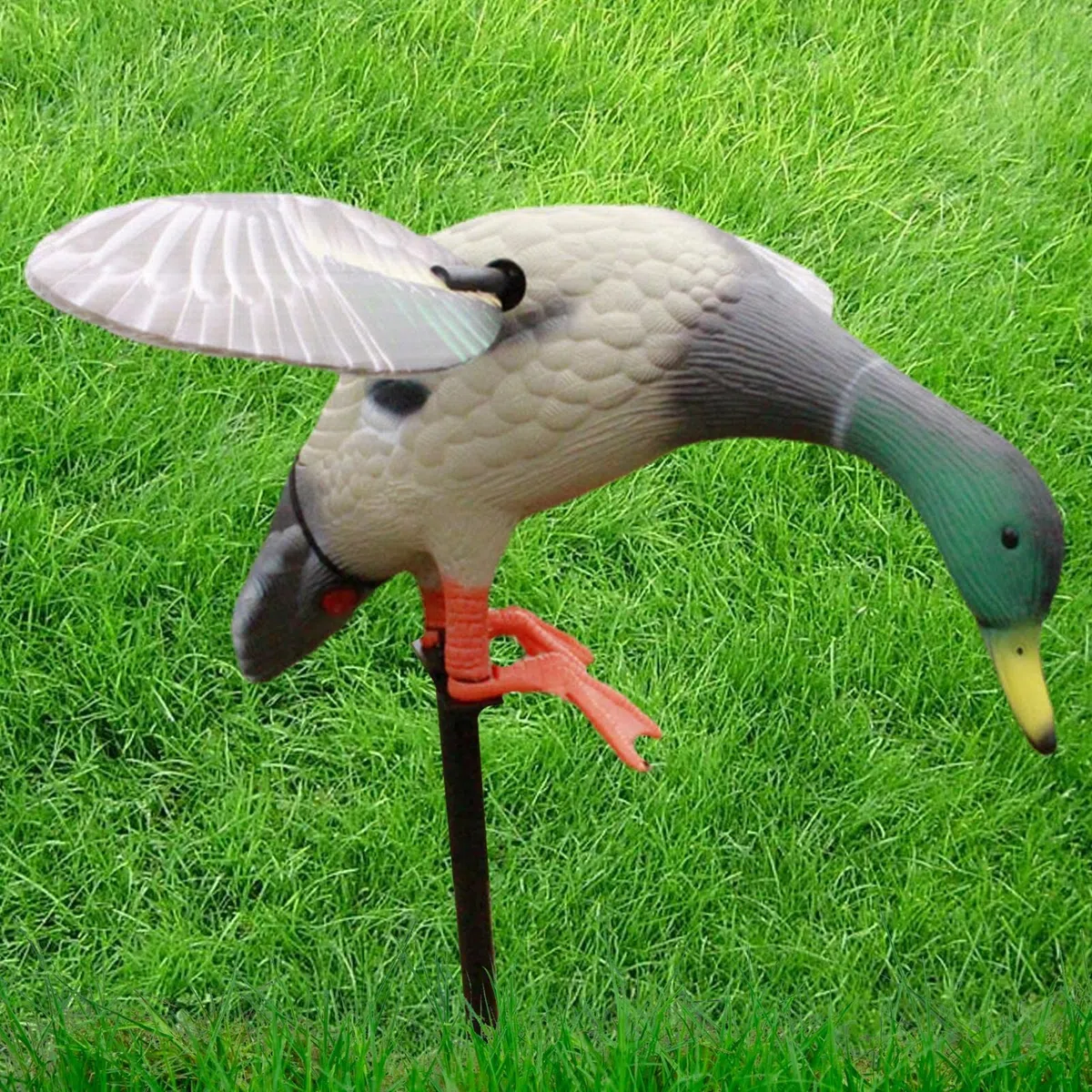 Sakamura Pato Movimiento,Mallard Wing Señuelo Pato Flexible - Señuelo eléctrico del Pato del Control Remoto con Pilas para la Caza rápida del Pato