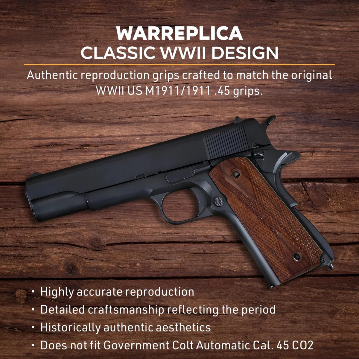 warreplica WWII los EEUU M1911 / 1911 0.45 Madera Pistola Grips - Reproducción