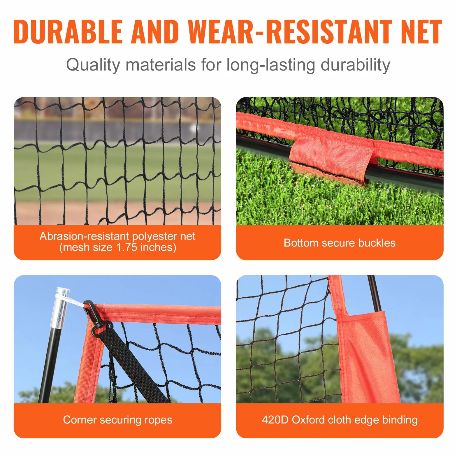 VEVOR Red de Entrenamiento de Béisbol de Softbol de 60" x 60" Red de Lanzamiento de Béisbol Portátil con Soporte para Golpear el Objetivo y Bolsa de Transporte para Lanzador y Receptor al Aire Libre