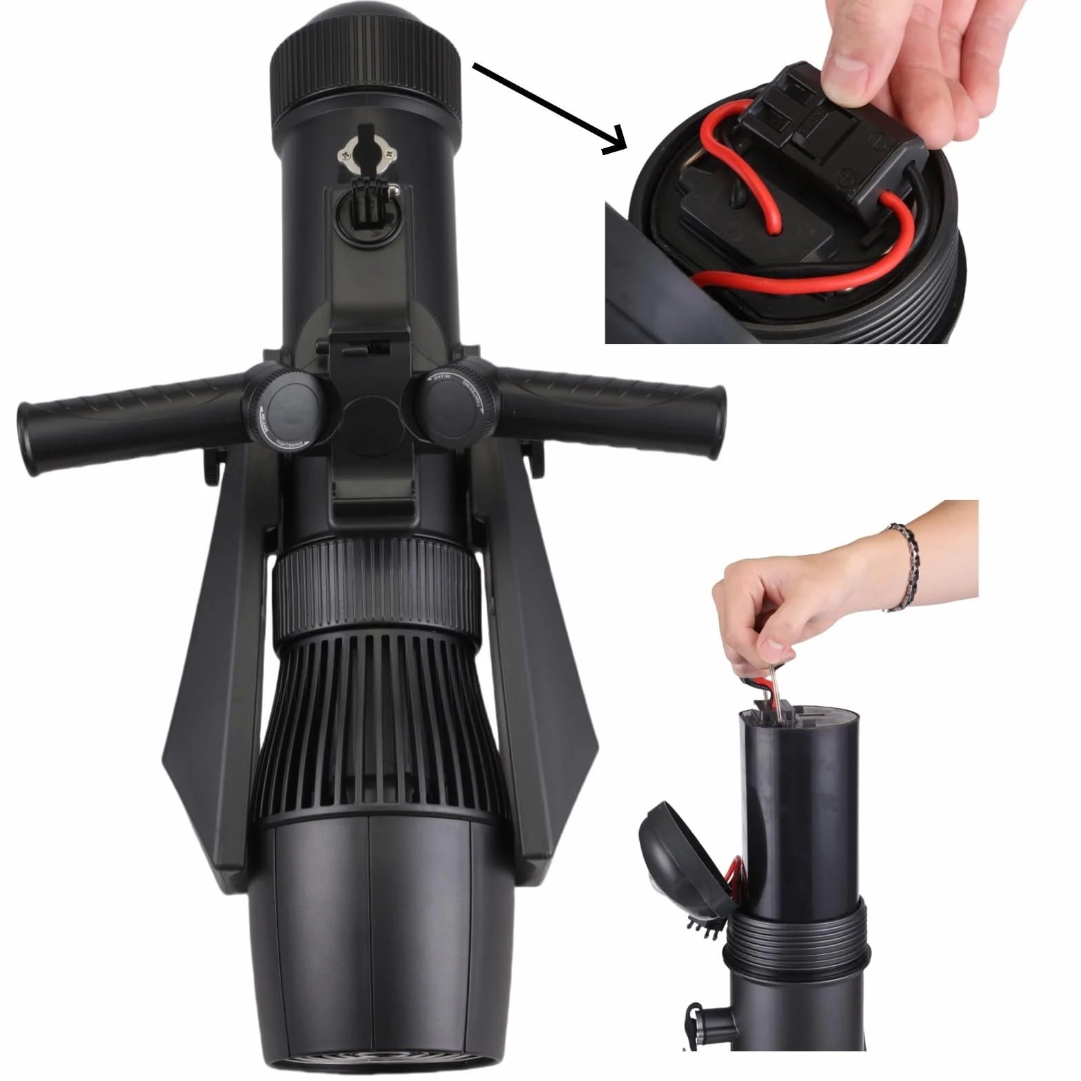 Camolech Patinete subacuático de 700 W (versión profesional) con batería extraíble Motor SUP eléctrico de mano Rodillo de agua Natación Productos de buceo para adultos y niños (CM7-1Pro Dos baterías)