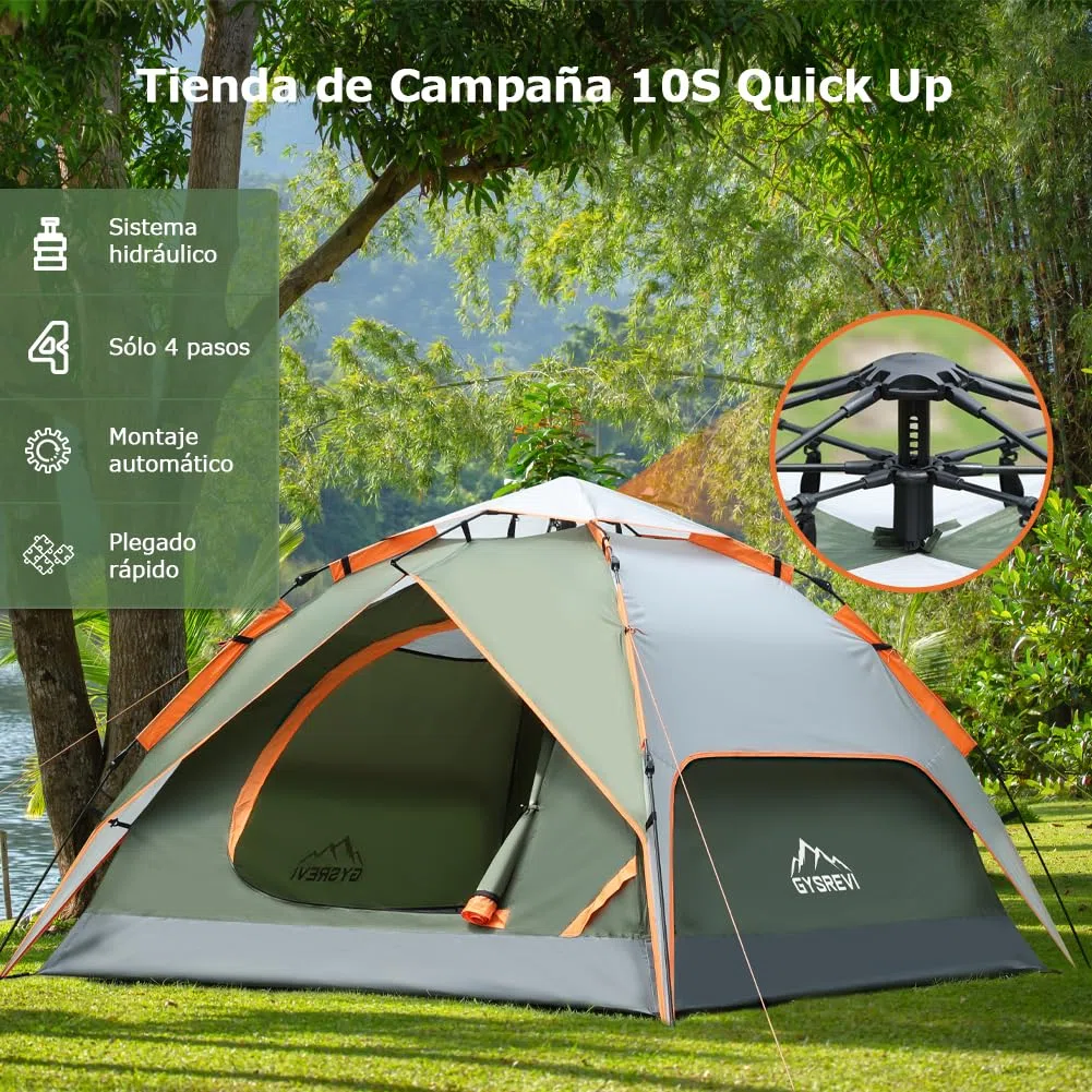Tienda de Campaña 2-3 Personas, Tienda Pop Up Portátil, Tienda Instantánea con 2 en 1 Doble Capa, Anti Impermeable Viento, para Camping, Familiar, Senderismo, Mochileros