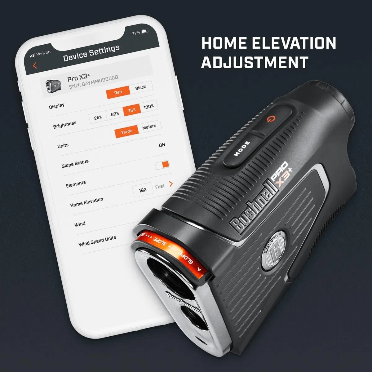 Bushnell Golf Pro X3+ - Telémetro láser con Velocidad del Viento, Pendiente y compensación de Elementos | Rango de 1300 Yardas, Aumento 7X, Pantalla Dual, JOLT Visual y Soporte magnético para Carrito