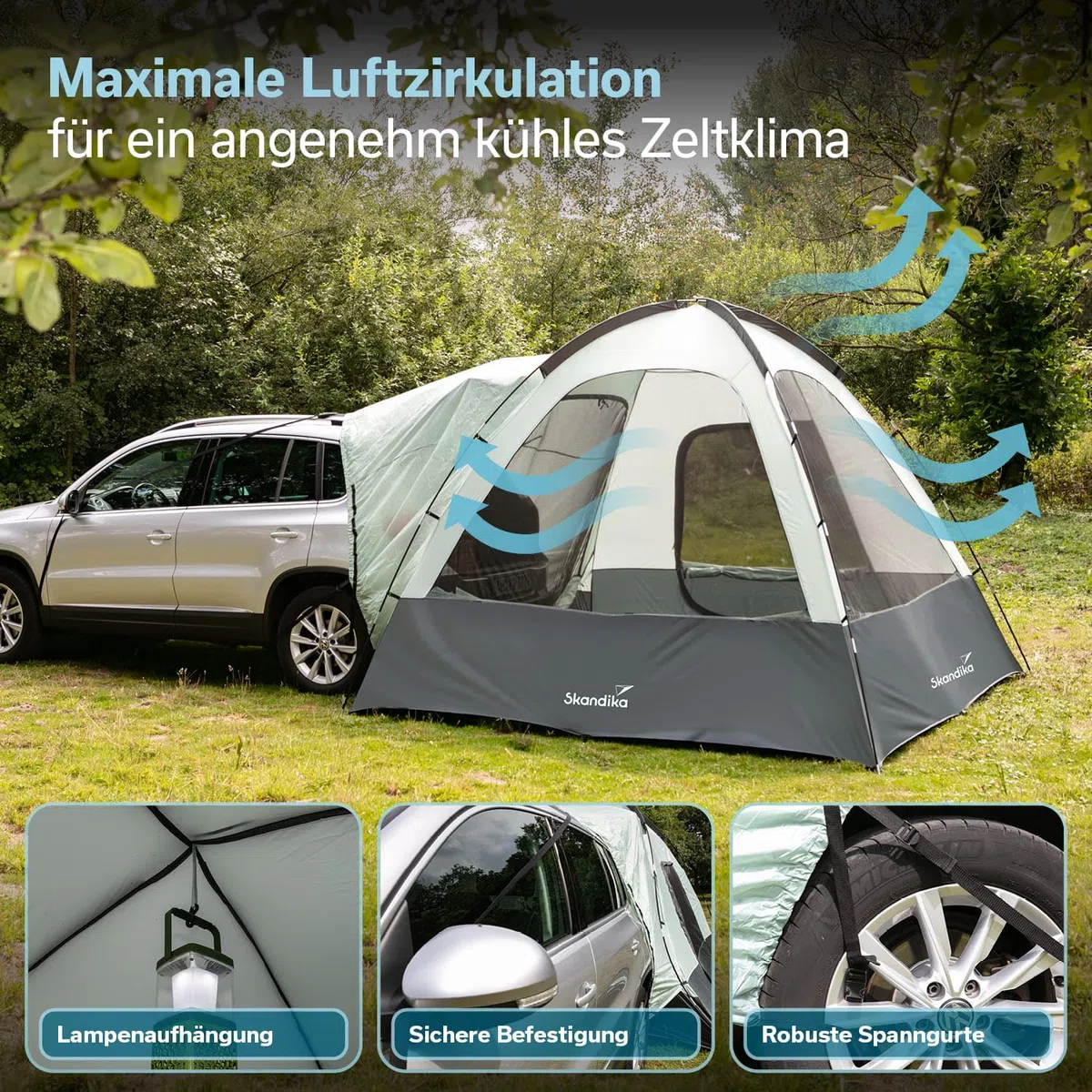 skandika Pitea SUV - Tienda Avance para Furgonetas de Camping - 4 Personas - 300 x 300 x 220cm - Suelo Cosido en Forma de bañera - Material Reciclado - mosquiteras