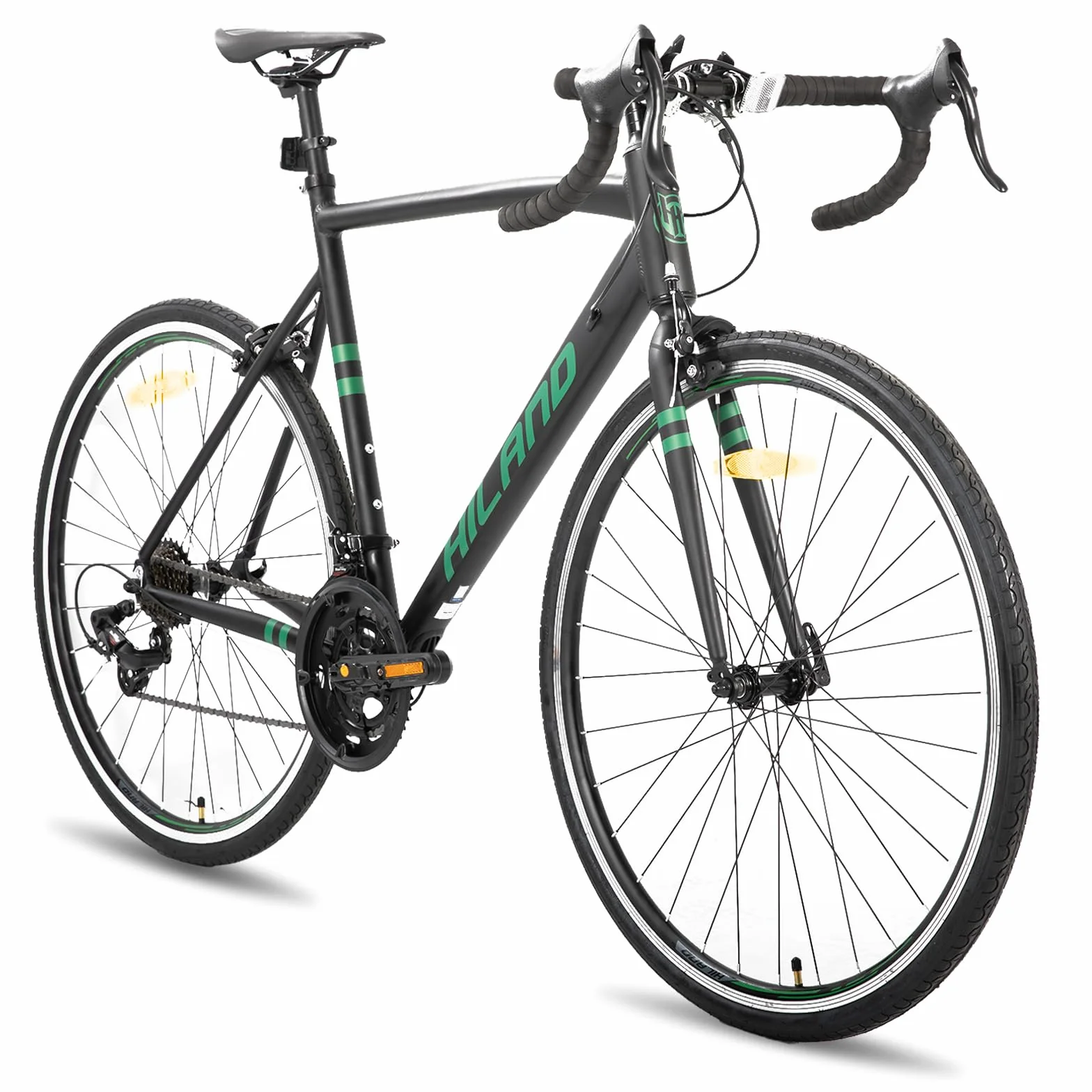 HILAND Daring Bicicleta de Carretera 28 Pulgadas, 14 Velocidades, Cuadro de Aluminio de 49/53/57 cm, 700C Bicicleta para Uso Diario para Hombre y Mujer, Frenos de Pinza, Negra/Roja/Verde