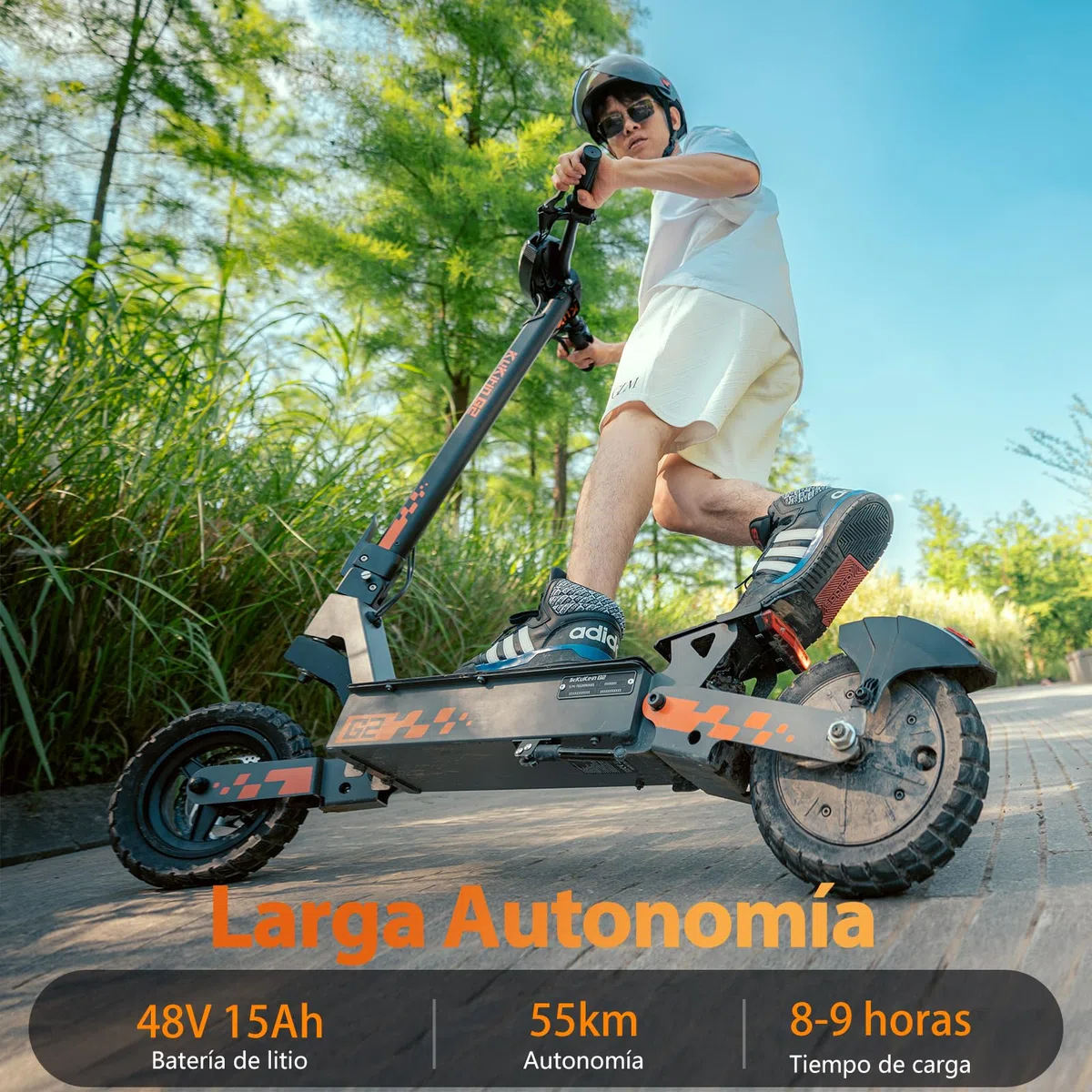 Kukirin Patinete Eléctrico Adultos Todoterreno,Patin Electrico,Scooter Electrico Potente Plegable/Autonomía de 55 km/Ruedas de 10"/Carga máxima 120kg/Doble Frenos de Disco,G2
