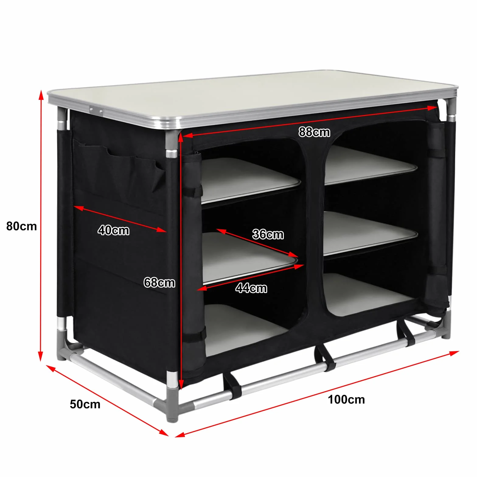 UISEBRT Cocina de camping plegable, armario de camping con estructura de aluminio, cocina de viaje, cocina al aire libre, camping, cocina, incluye bolsa de transporte