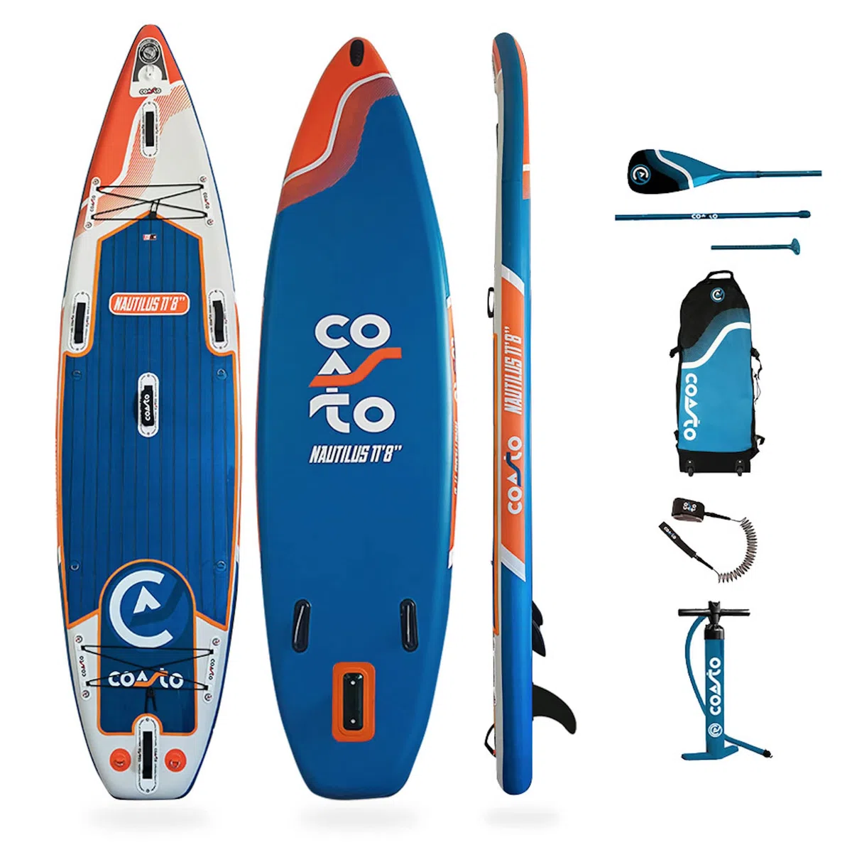 Coasto Nautilus Tabla Sup, Adultos Unisex, Teal/Naranja, 11'8"