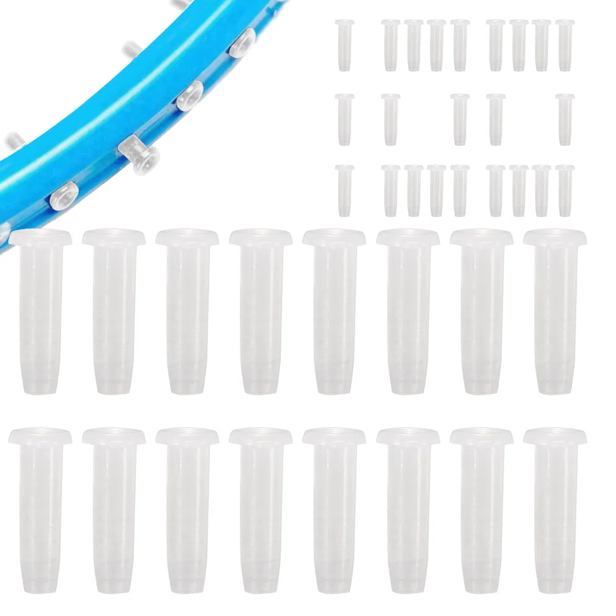 Protector de Cuerdas para Raquetas - 100 Piezas De Ojillos Protector Tubulares para Raqueta,Repuestos Nylon Transparentes, Herramientas Encordado Adultos