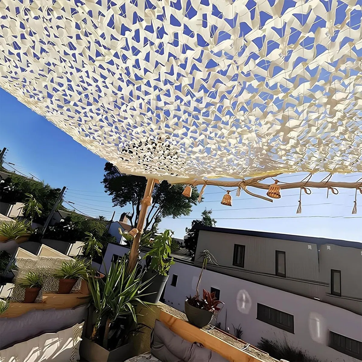 Malla de Sombra Protección Solar Gran Tamaño, 3x8m Red De Camuflaje Militar, para Decoración Jardín/Camping/Cobertura Coche/Decoración De Fiestas