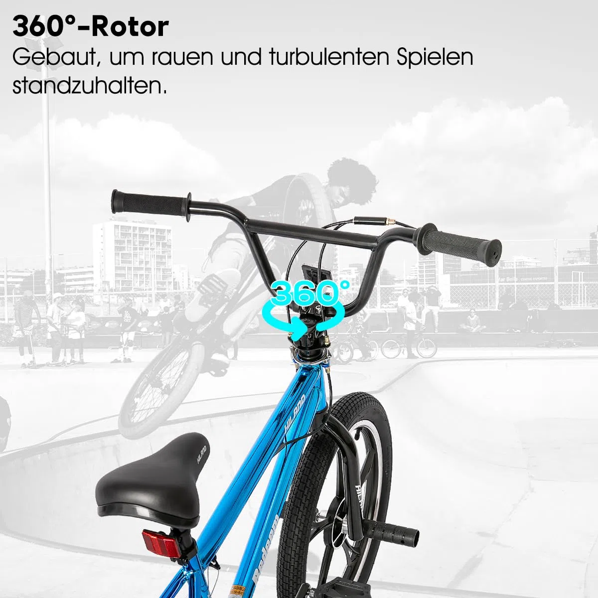 Hiland 20 Inch 3/5/Multi Spoke Cochecito de Niño para Niños y Niñas 7 8 9 10+ Años, 360 Grados Rotor de Forma Libre, 4 Pedales Single Speed Cochecito de Niño