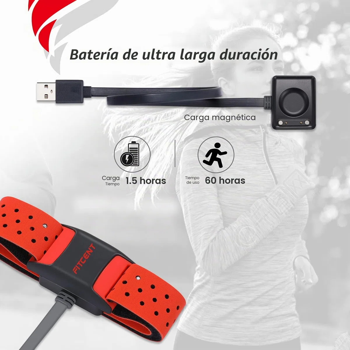 FITCENT Pulsómetros Brazo Bluetooth Ant+ Sensor óptico Brazalete Monitor de Frecuencia Cardíaca para Peloton iFIT Polar Strava Wahoo Garmin