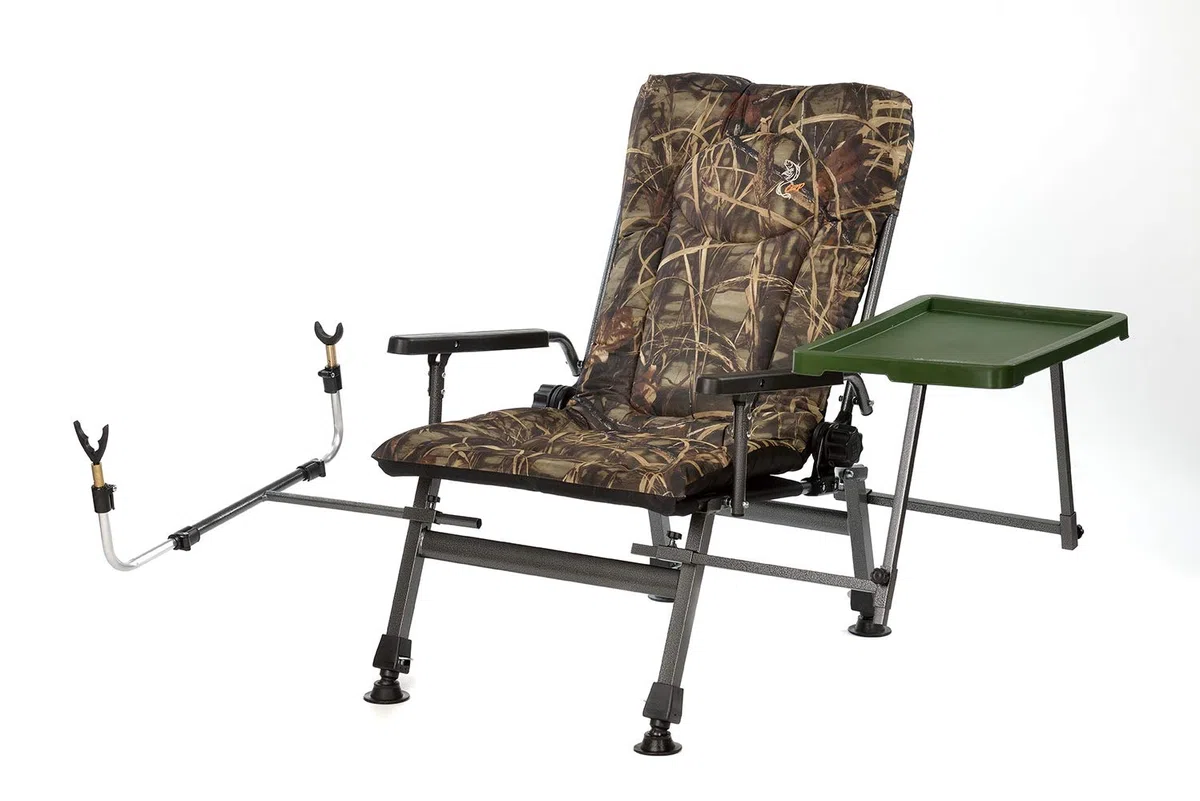 Carp F5R ST/P CAMU - Silla de camping con altura extra y mesa para cañas de pescar