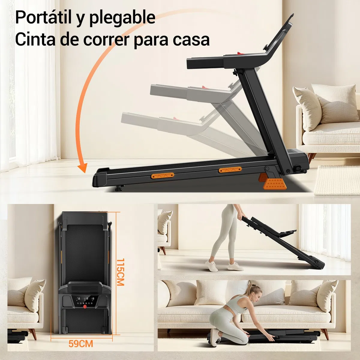 LONTEK 15% Cinta de Correr Plegable con Inclinación 12KM/H, Cinta de Andar Plegable 3.0HP, Caminadora Electrica para Casa con LED Táctil, Sistema Amortiguador, Entrenamiento en Silencio, 136KG