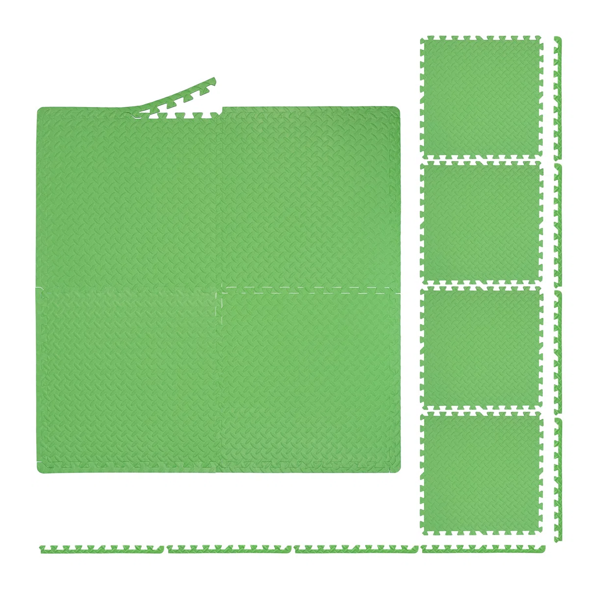 Relaxdays Alfombrilla de Suelo, 16 Alfombrillas Protectoras para Equipos Deportivos y de Fitness, bordeado, EVA, Superficie 6 m², Ancho x Profundidad 60 x 60 cm, Verde