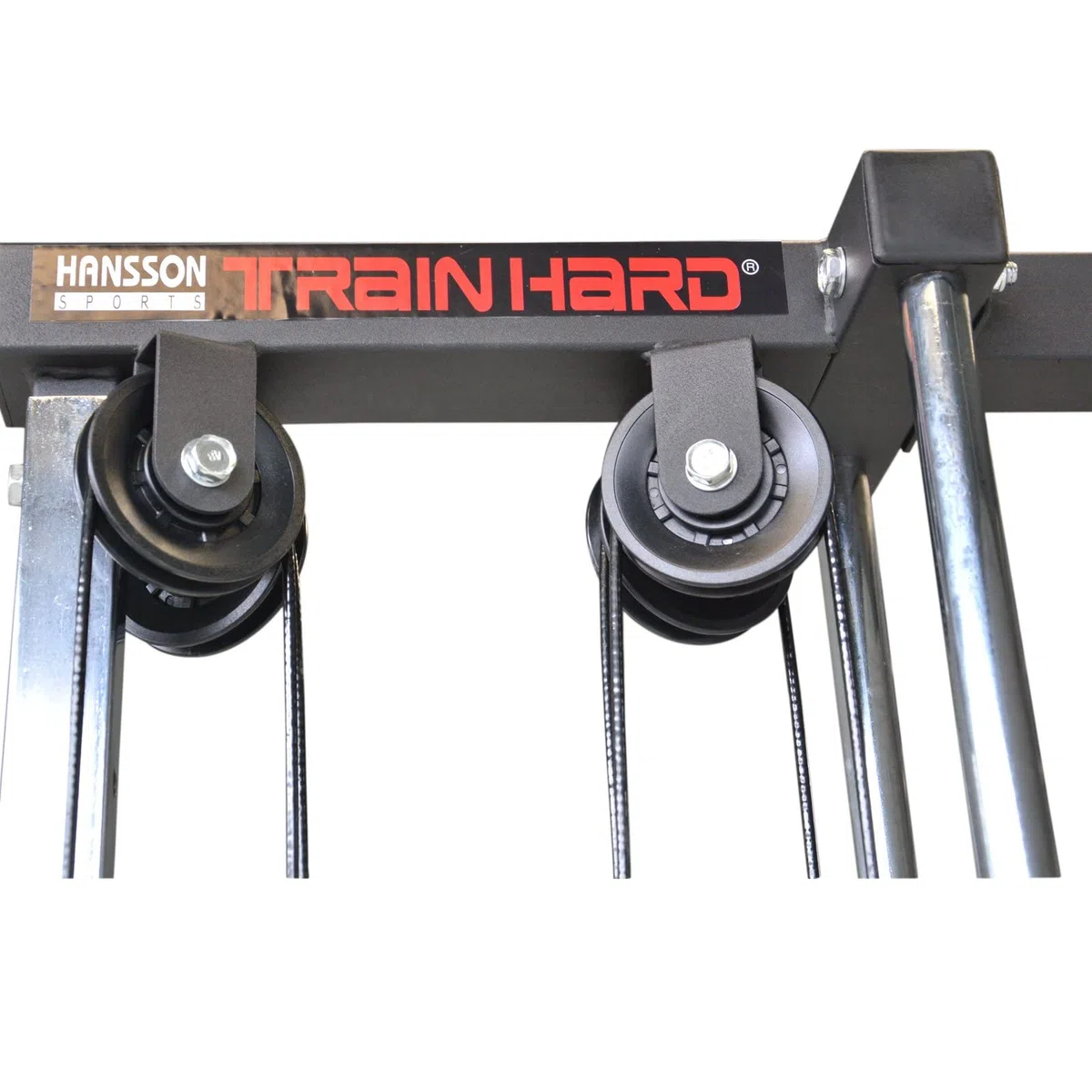 TrainHard Estación de Entrenamiento de Fuerza con lat Machine, Cables y torreta de tracción, para fijación a Pared