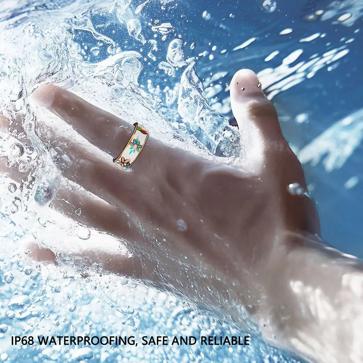 SENECESLI Anillo Inteligente, Anillo de Salud con Artesanía de Esmalte, Impermeable IP68, Admite Modos de Ejercicio Múltiples, Contado de Pasos Monitoreo (Tamaño 10 (ID 19.8 mm / 0.78in C 62.1 mm)