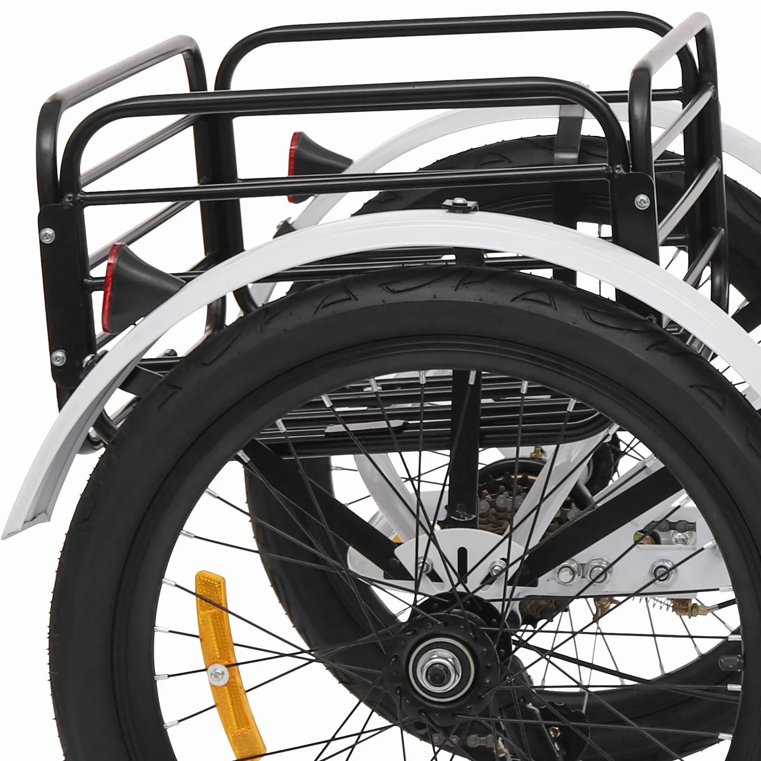 Triciclo plegable de 20 pulgadas para adultos, 7 velocidades con cesta de compras, cerradura, freno de disco delantero, freno de tambor trasero, bicicleta de 3 ruedas