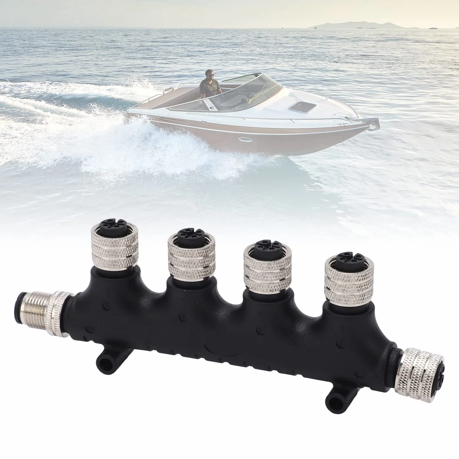Conector en T NMEA 2000 Resistente Al Agua de 4 Puertos para una Comunicación Eficiente en el Barco ABS 5 Pines IP67 para Lowrance, Simrad, Navico