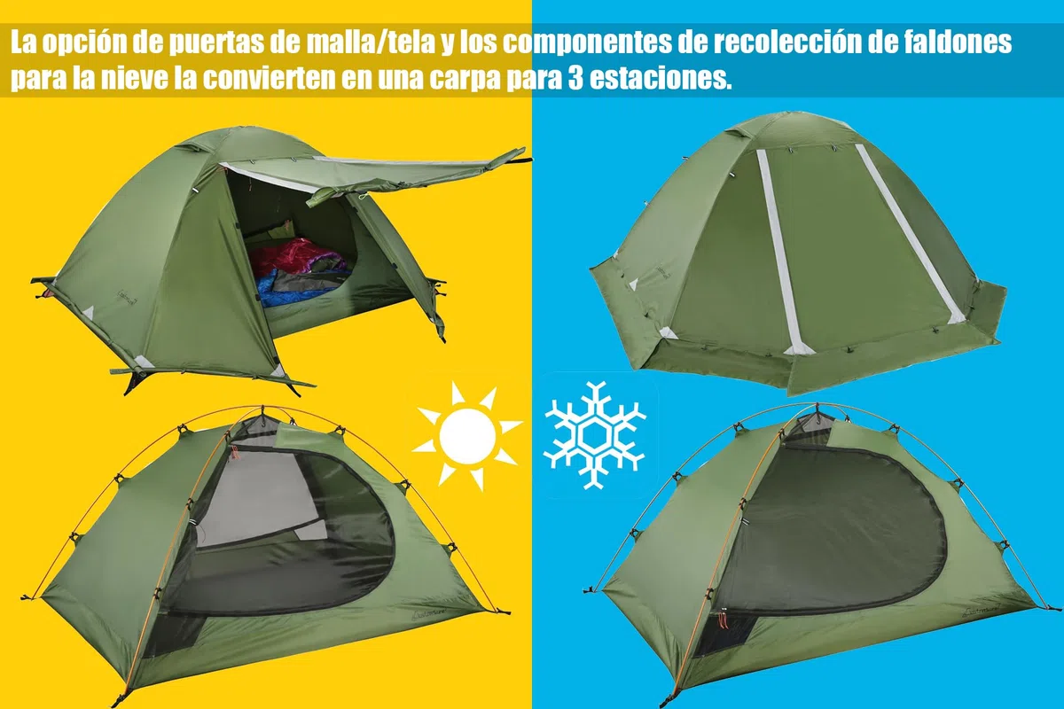 Clostnature Tienda de Campaña 1/2 Personas - Tienda de Campaña para 4 Estaciones para la Familia, Tienda campaña de Montaje rapido, Impermeable, a Prueba de Viento y Ligera