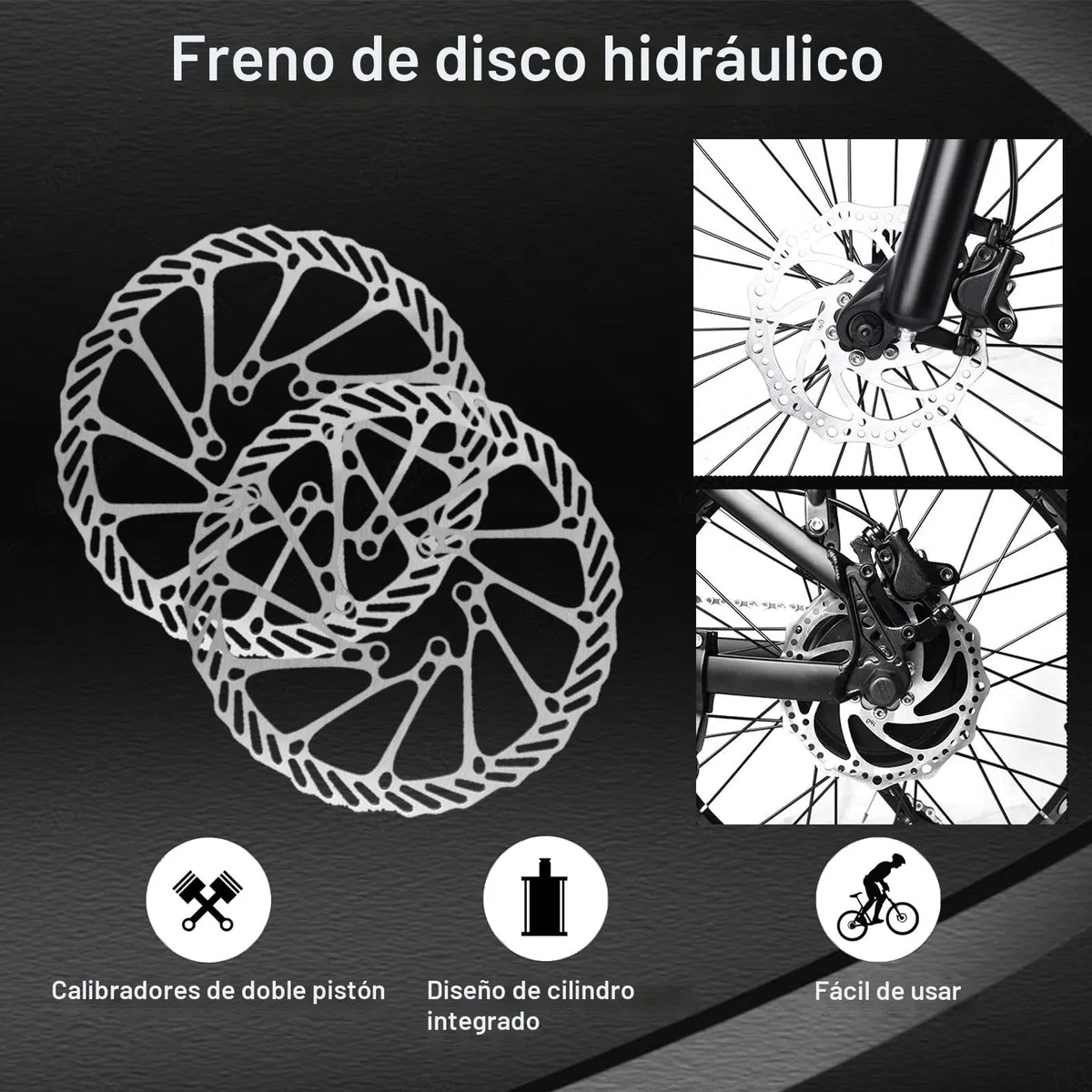 Juego de Frenos de Disco hidráulicos para MTB, Kit de Freno de Disco de Bicicleta, con Frenos de Disco 160mm, Delantero 800mm y Trasero 1400mm para Bicicleta De Carretera, Bicicleta De Montaña, BMX
