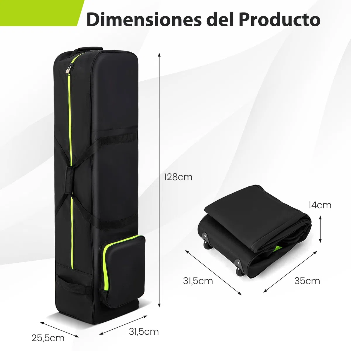 COSTWAY Bolsa de Golf de Viaje con Ruedes, Tela Oxford Resistente al Desgaste e Impermeable, Cremallera y Llave, Fundas de Viaje Plegable para Palos de Golf Aerolíneas